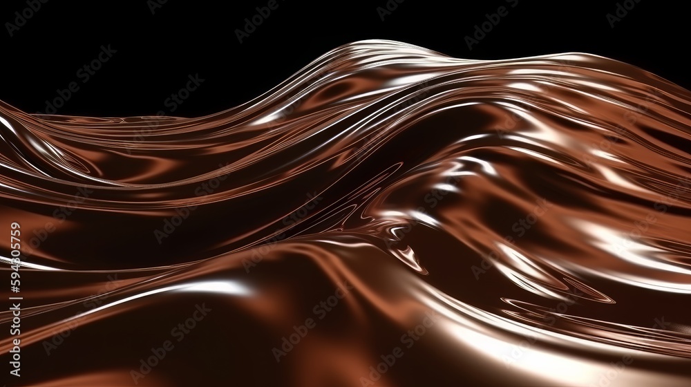 Aufkleber An abstract background with a wavy design in brown and brown tones, with a black background and a brown and white stripe at the bottom of the image. Generative ai