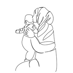 Muslim woman holding a baby