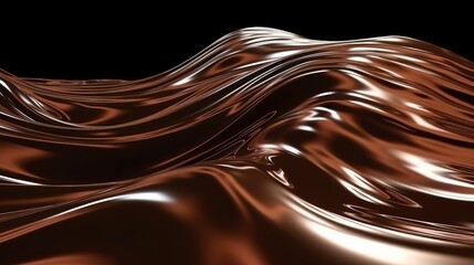 An abstract background with a wavy design in brown and brown tones, with a black background and a brown and white stripe at the bottom of the image. Generative ai