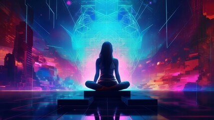 Fototapeta na wymiar Concept of meditation and spiritual practice, expanding of consciousness, chakras and astral body activation, mystical inspiration image, generative ai