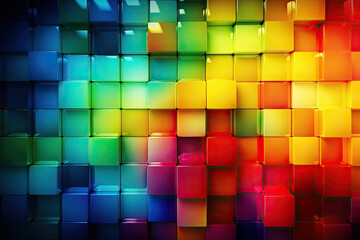 Illustration of an abstract background with colorful squares. Generative Ai.