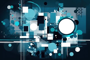 A Blue And Black Abstract Background With Circles And Squares On It Deep Sea Trench Abstract Expressionism Motion Graphics Generative AI