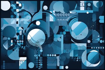 A Blue Abstract Background With Circles And Squares In The Center Of The Image Deep Sea Trench Graphic Design Architectural Design Generative AI