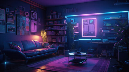 Modern gaming room creative idea. Generative AI. 