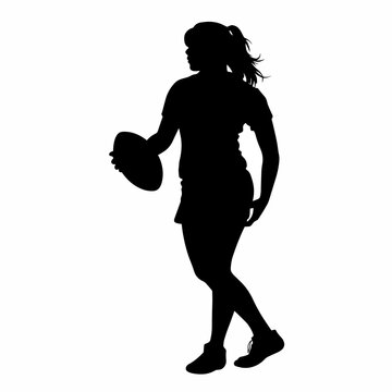 Female Rugby Silhouette, Isolated On A White Background, Vector Illustration 