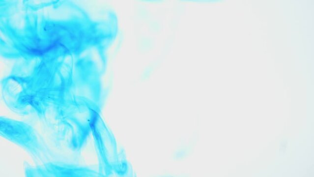 Blue ink in a white water background slow motion