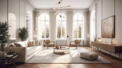 Modern living room. Generative AI. 