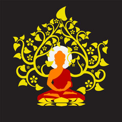 meditation pose of Gautama Buddha vector illustration. 