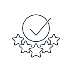 Quality five stars.  Vector linear icon isolated on white background