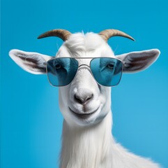 Goat wearing trendy sunglasses AI generated