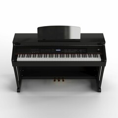 3D rendering of a black piano on white background