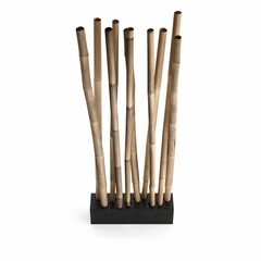 3D rendering of black a bamboo brush holder with 10 sticks in it on the floor