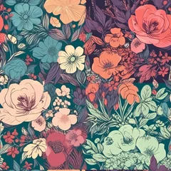Poster Seamless Floral Pattern Bouquet © Nina