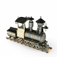Fototapeta na wymiar 3D rendering of a vintage train isolated on a white background