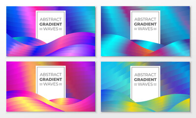 Fototapeta premium Set of cover templates with colorful metal gradient transitions.