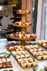 Fototapeta premium Delicious sweets on the wedding candy buffet