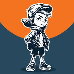 Graffiti boy character cartoon vector