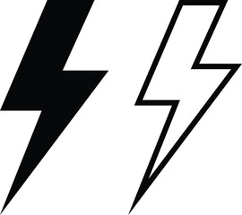 lightning electric power icon in two styles . energy and thunder electricity symbol . vector illustration - obrazy, fototapety, plakaty