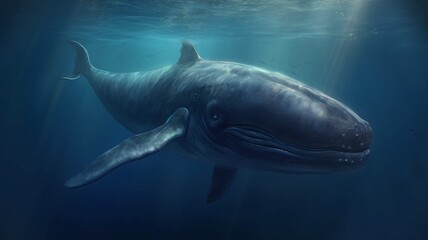 Obraz premium Swimming in Ai Generative is a stunning whale.