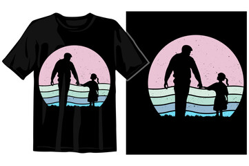 fathers day vintage sunset template graphic t shirt design premium vector 