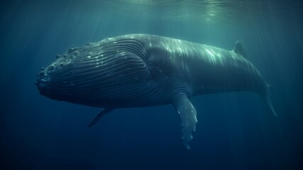 Obraz premium Swimming in Ai Generative is a stunning whale.