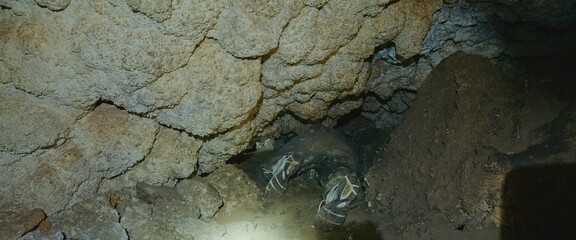 Enclosed space evokes fear panic on this extreme journey. The cave explorer embark on a dangerous...