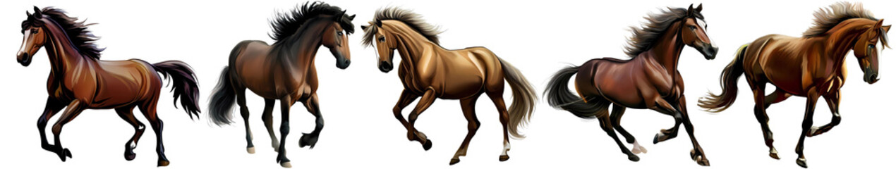 Obraz na płótnie Canvas A set of horses. Generative AI.