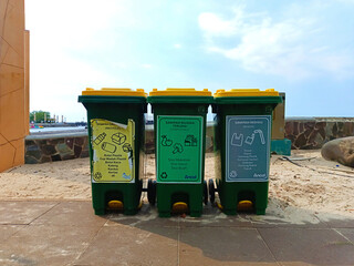 Trash can recycle compostable residue at Ancol beach
