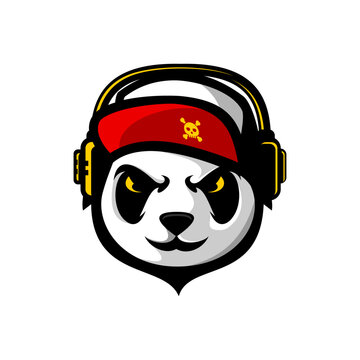 angry cute panda head vector design on white background