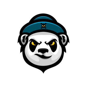 angry cute panda head vector design on white background
