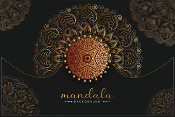 Mandala design background in gold color ornamental design