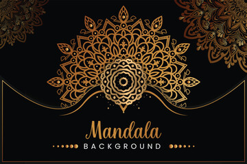 Mandala design background in gold color ornamental design
