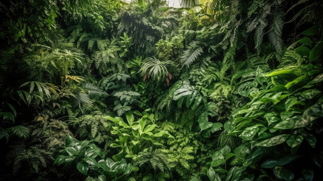 mur de v&eacute;g&eacute;tation luxuriante, tropicale, de la for&ecirc;t primaire d&rsquo;Amazonie ou des for&ecirc;t profonde de l&rsquo;Afrique &eacute;quatoriale