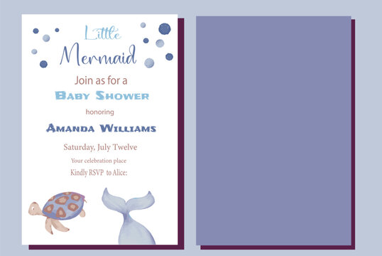Little Mermaid Under the Sea Baby Shower Invitation