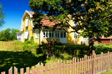 Summerly scene on the Baltic Sea island of Oeland, Sweden.