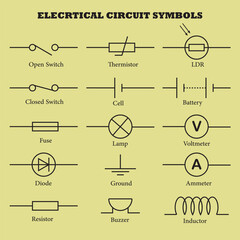 Electrical Circuit Symbols Vector Image Illustration
