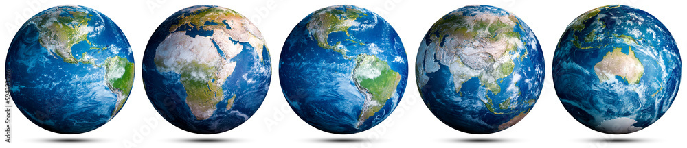 Poster earth globe world map set