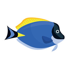 Vector cartoon image of a sea fish. The concept of recreation, travel and the beach. Colorful elements for design.