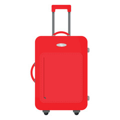 Vector cartoon image of a suitcase. The concept of recreation, travel and the beach. Colorful elements for design.