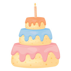 Vector cartoon image of a cake. The concept of a party and fun.