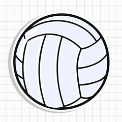 Cute volleyball sticker. Vector hand drawn cartoon kawaii character illustration icon. Isolated on background. Volleyball ball character concept