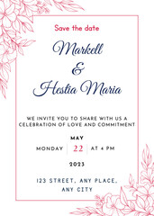 Marriage invitation template. Invitation card. Wedding invitation template