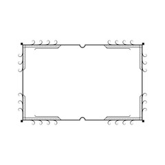 Abstract Black Simple Line Rectangular Frame Doodle Outline Element Vector Design Style Sketch Isolated Illustration For Wedding And Banner