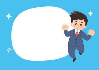 ビジネスマンと吹き出しのイラストセット