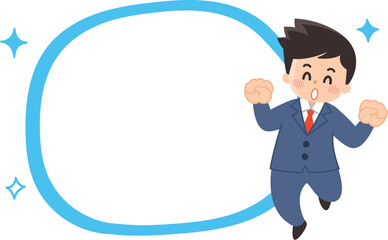 ビジネスマンと吹き出しのイラストセット