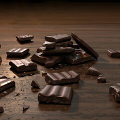 Closeup shot of brown chocolate parts.