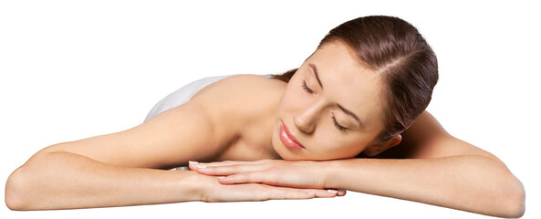 A beautiful young woman in a spa salon