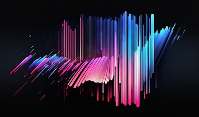  a colorful abstract background with lines and shapes on a black background with a black background and a pink, blue, and purple line pattern.  generative ai