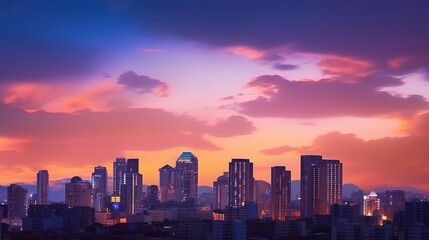 Urban Real Estate Concept - City on Twilight Color Sky