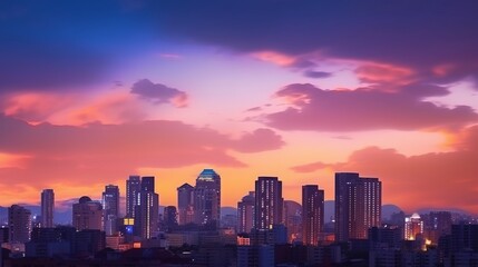 Obraz premium Urban Real Estate Concept - City on Twilight Color Sky